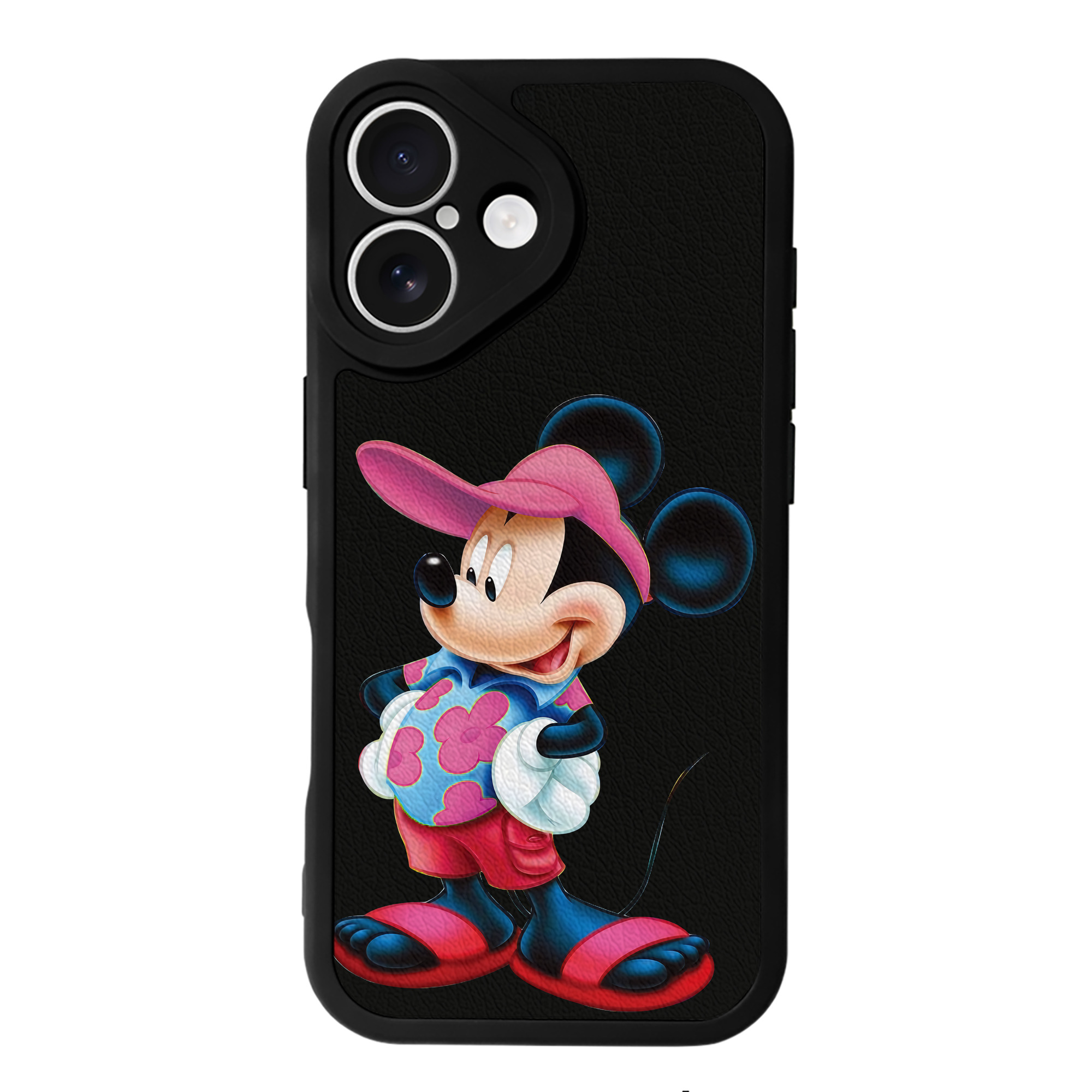 （画像用） ミッキーマウス Mickey Mouse 【iPhone 16シリーズ対応】シリコンスマホケース（レザー調） 材質：シリコン